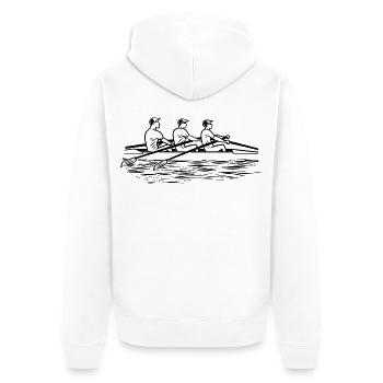 Rudermannschaft Zeichnung - Unisex Premium Bio Zip Hoodie - Weiß - Hinten - Thijin (182cm)