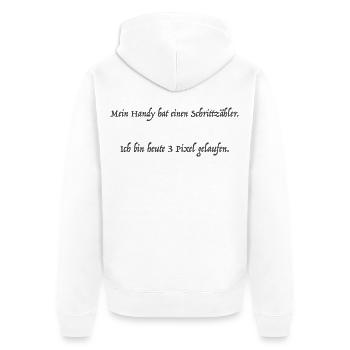mein Handy hat einen Schrittzähler - Unisex Premium Bio Zip Hoodie - Weiß - Hinten - Thijin (182cm)