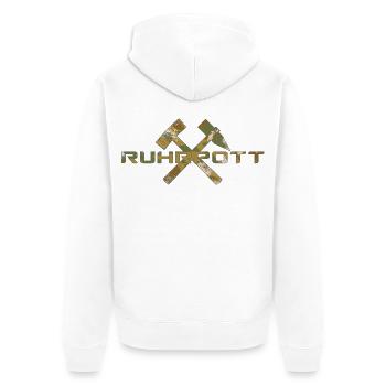 Ruhrpott Camo - Unisex Premium Bio Zip Hoodie - Weiß - Hinten - Thijin (182cm)