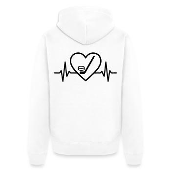 Herz Hockey – Leidenschaft Eishockey - Unisex Premium Organic Zip Hoodie - white - Back - Thijin (182cm)
