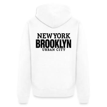 Urban City New York Brooklyn Vintage Style - Unisex Premium Bio Zip Hoodie - Weiß - Hinten - Thijin (182cm)