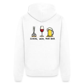 Schere Wein Paar Bier Lustiges Party Wortspiel - Unisex Premium Bio Zip Hoodie - Weiß - Hinten - Thijin (182cm)