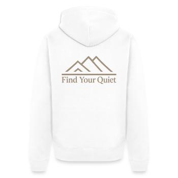 Find Your Quiet Berge Natur Entspannung - Unisex Premium Bio Zip Hoodie - Weiß - Hinten - Thijin (182cm)