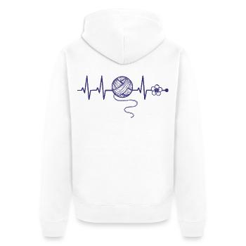 Crochet au crochet drôle pour les amateurs de laine au battement de cœur - Veste à capuche bio Premium Unisexe - blanc - Dos - Thijin (182cm)
