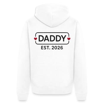 DADDY 2026 Stolzer werdender Vater - Unisex Premium Bio Zip Hoodie - Weiß - Hinten - Thijin (182cm)