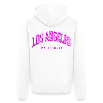 Lettrage Neon Arch Los Angeles - Veste à capuche bio Premium Unisexe - blanc - Dos - Thijin (182cm)