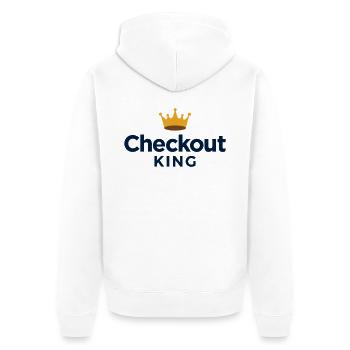 Checkout King Dart Krone Sport Outfit - Unisex Premium Bio Zip Hoodie - Weiß - Hinten - Thijin (182cm)