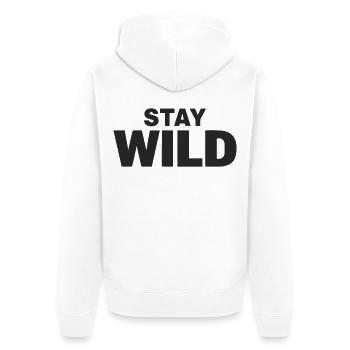 STAY WILD Adventure Freedom Statement - Unisex Premium Organic Zip Hoodie - white - Back - Thijin (182cm)