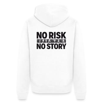 AUCUN RISQUE SANS HISTOIRE Déclaration d’aventure sportive - Veste à capuche bio Premium Unisexe - blanc - Dos - Thijin (182cm)