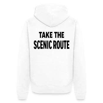 Prenez la route panoramique Abenteuer Reise Spruch - Veste à capuche bio Premium Unisexe - blanc - Dos - Thijin (182cm)
