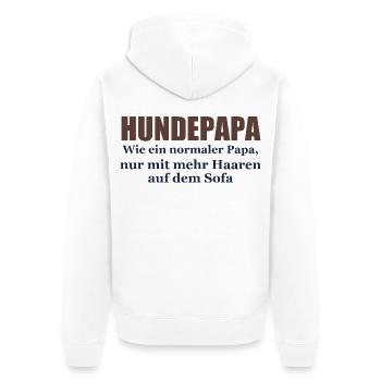 Hundepapa – Wie ein normaler Papa - Unisex Premium Bio Zip Hoodie - Weiß - Hinten - Thijin (182cm)