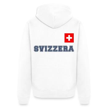 SVIZZERA - SCHWEIZ Trikot Look - mit Fahne Flagge - Unisex Premium Bio Zip Hoodie - Weiß - Hinten - Thijin (182cm)