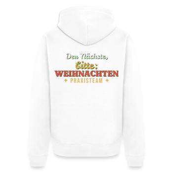 Der Nächste, bitte: Weihnachten - Praxisteam - Unisex Premium Bio Zip Hoodie - Weiß - Hinten - Thijin (182cm)