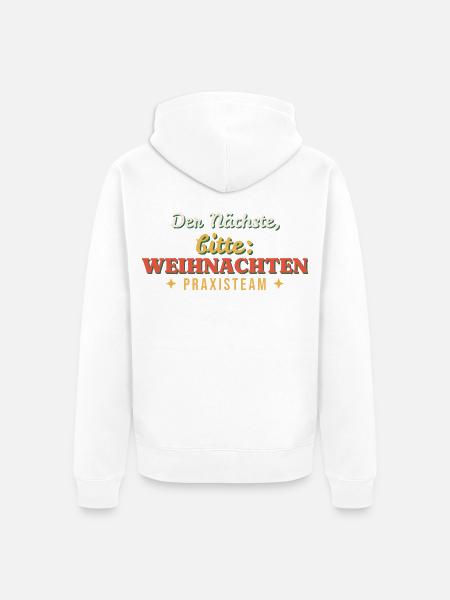 Der Nächste, bitte: Weihnachten - Praxisteam - Unisex Premium Bio Zip Hoodie - Weiß
