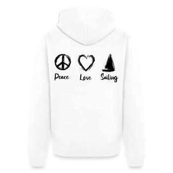 Segeln Liebe - Unisex Premium Bio Zip Hoodie - Weiß - Hinten - Thijin (182cm)