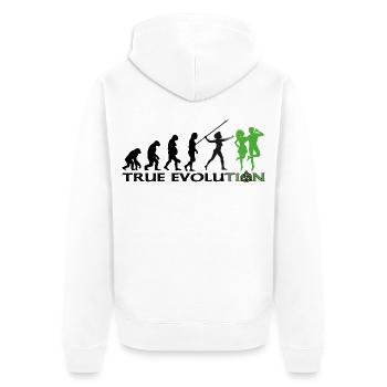 Évolution vers la danse traditionnelle irlandaise - Veste à capuche bio Premium Unisexe - blanc - Dos - Thijin (182cm)