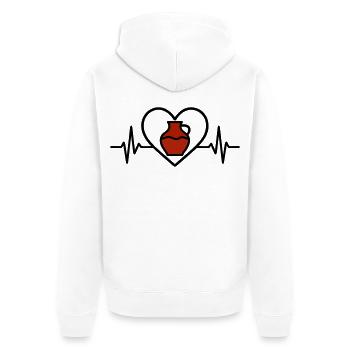 Pottery Heart Ceramic Vase Art Creative - Unisex Premium Organic Zip Hoodie - white - Back - Thijin (182cm)