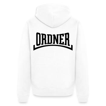 Ordner (Ordnung / Security / Black) - Unisex Premium Bio Zip Hoodie - Weiß - Hinten - Thijin (182cm)