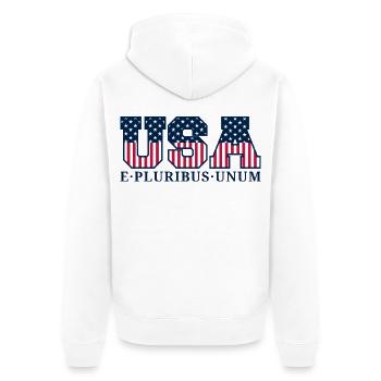 College USA Red White Blue Stars And Stripes Motto - Unisex Premium Bio Zip Hoodie - Weiß - Hinten - Thijin (182cm)