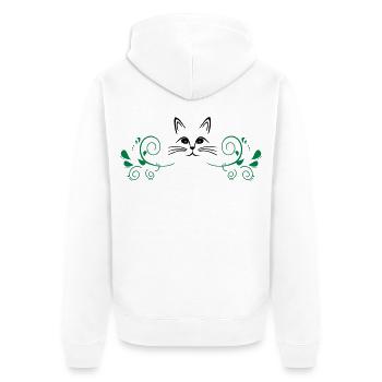 Katze zwischen Girlanden - Unisex Premium Bio Zip Hoodie - Weiß - Hinten - Thijin (182cm)