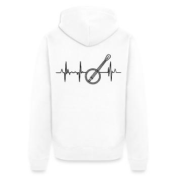 Banjo Cardiogram - Unisex Premium Organic Zip Hoodie - white - Back - Thijin (182cm)