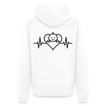 Coeur Bébé Grossesse - Veste à capuche bio Premium Unisexe - blanc - Dos - Thijin (182cm)