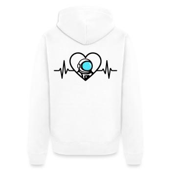 Astronaut Heart Space Travel Cosmos Helmet - Unisex Premium Organic Zip Hoodie - white - Back - Thijin (182cm)