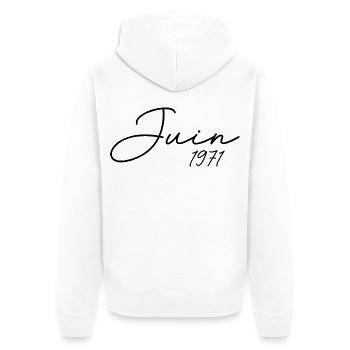 Geburtstag 1971 Juni 1971 Geschenk Juni 1971 - Unisex Premium Bio Zip Hoodie - Weiß - Hinten - Thijin (182cm)