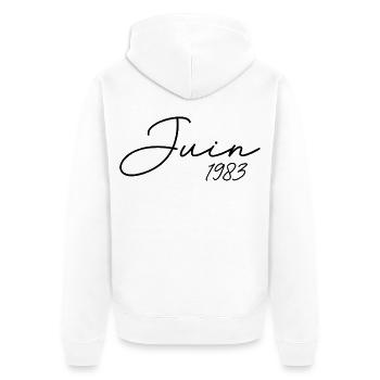 1983 Anniversaire Juin 1983 cadeau Juin 1983  - Veste à capuche bio Premium Unisexe - blanc - Dos - Thijin (182cm)