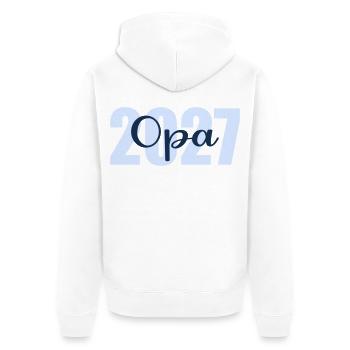 Baby  verkünden, Opa 2027 - Unisex Premium Bio Zip Hoodie - Weiß - Hinten - Thijin (182cm)