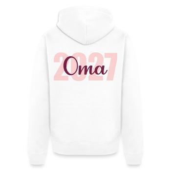 Baby verkünden, Oma 2027 - Unisex Premium Bio Zip Hoodie - Weiß - Hinten - Thijin (182cm)