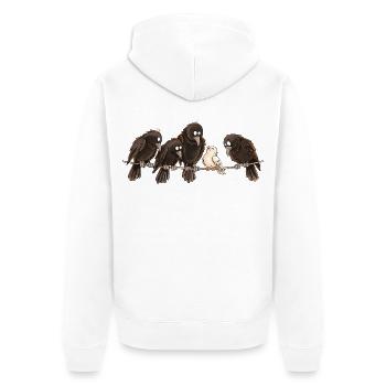 Krähen Raben Taube Statement Anderssein Vogel - Unisex Premium Bio Zip Hoodie - Weiß - Hinten - Thijin (182cm)