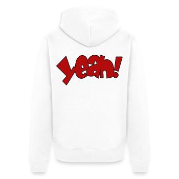 Yeah! Knallrot Ausdruck - Unisex Premium Bio Zip Hoodie - Weiß - Hinten - Thijin (182cm)