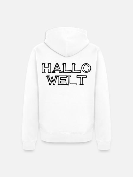 Hallo Welt Schriftzug handgezeichnet - Unisex Premium Bio Zip Hoodie - Weiß