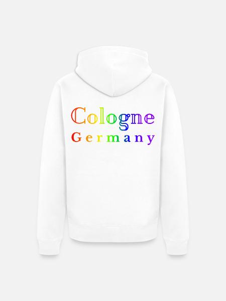 Köln Regenbogen Schriftzug - Unisex Premium Bio Zip Hoodie - Weiß