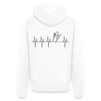 Skispringen Elektrokardiogramm EKG Skispringen - Unisex Premium Bio Zip Hoodie - Weiß - Hinten - Thijin (182cm)