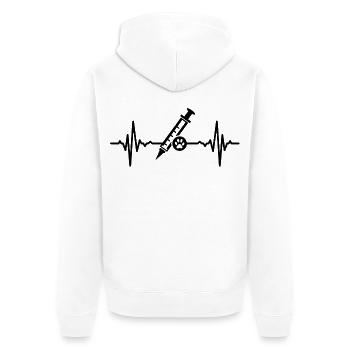 Tiermediziner Spritze Herzlinie - Unisex Premium Bio Zip Hoodie - Weiß - Hinten - Thijin (182cm)