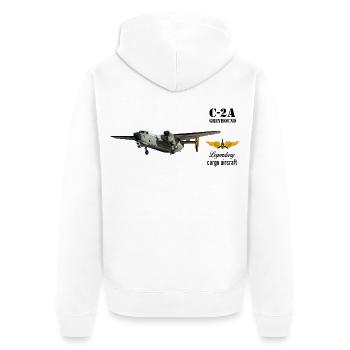 C-2A Greyhound - Unisex Premium Bio Zip Hoodie - Weiß - Hinten - Thijin (182cm)