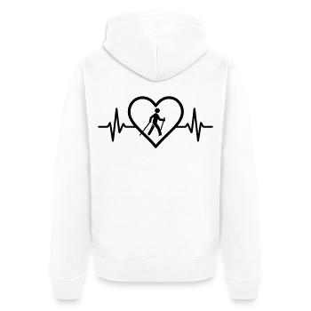 Nordic Walking Herz Sport Wanderung Stöcke - Unisex Premium Bio Zip Hoodie - Weiß - Hinten - Thijin (182cm)
