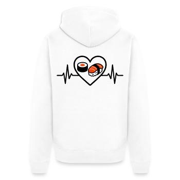 Sushi Heart Maki Salmon Japan Food Lover - Unisex Premium Organic Zip Hoodie - white - Back - Thijin (182cm)