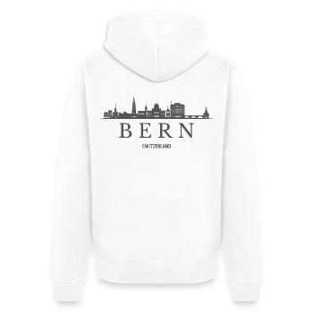 Bern, Schweiz, Berner Skyline - Unisex Premium Bio Zip Hoodie - Weiß - Hinten - Thijin (182cm)