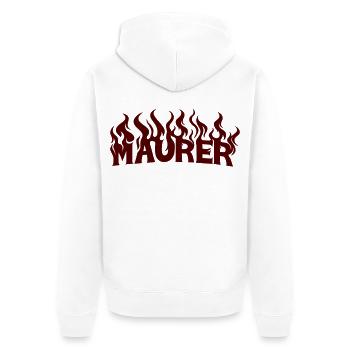 MAURER 2 - Unisex Premium Bio Zip Hoodie - Weiß - Hinten - Thijin (182cm)