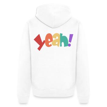 Bunte Yeah Typografie Design - Unisex Premium Bio Zip Hoodie - Weiß - Hinten - Thijin (182cm)