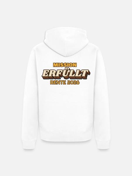Mission erfüllt - Rente 2026 Retro - Unisex Premium Bio Zip Hoodie - Weiß