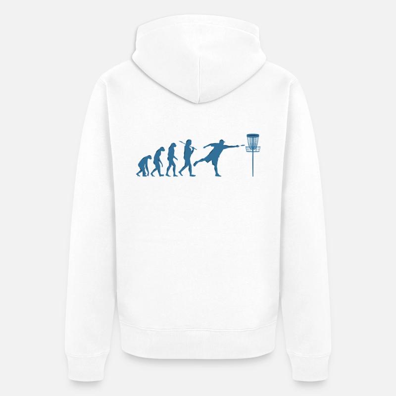 Disc Golf Evolution - Unisex Premium Bio Zip Hoodie - Weiß
