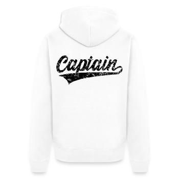 CAPTAIN KAPITÄN - Unisex Premium Organic Zip Hoodie - white - Back - Thijin (182cm)