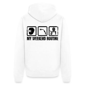 Meine Wochenendroutine - Unisex Premium Bio Zip Hoodie - Weiß - Hinten - Thijin (182cm)