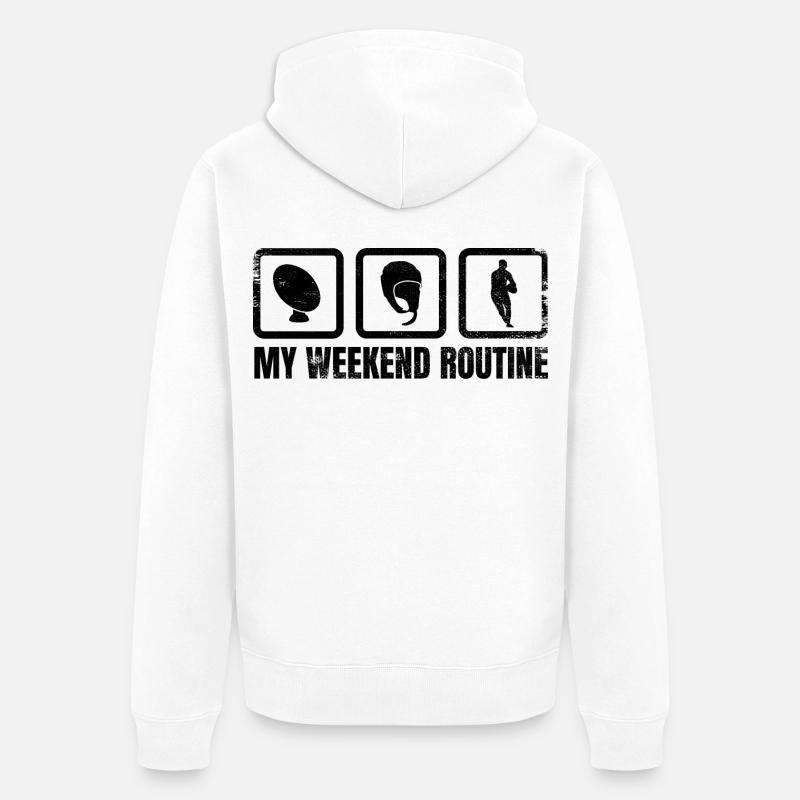 Rugbyspieler Wochenendplan - Unisex Premium Bio Zip Hoodie - Weiß