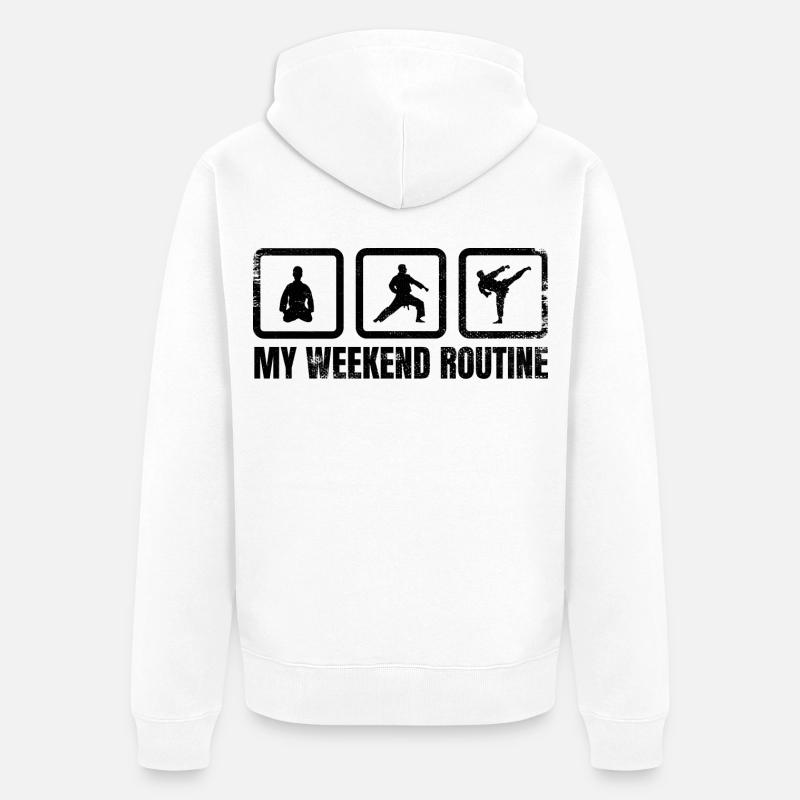 Ma routine du week-end - Veste à capuche bio Premium Unisexe - blanc