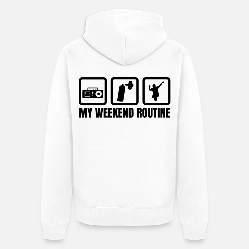 Ma routine du week-end - Veste à capuche bio Premium Unisexe - blanc